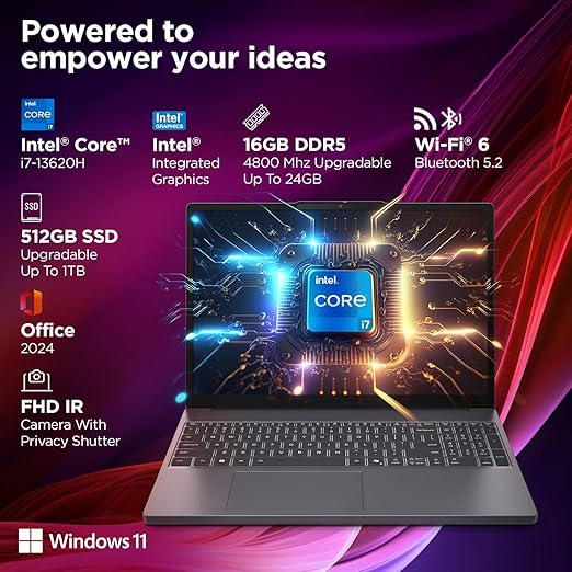 lenovo smartchoice ideapad slim 3 13th gen intel core i7 13620h 15.3 inch(38.8cm) wuxga ips laptop(16gb ram/512gb ssd/windows 11/office home 2024/backlit keyboard/1yr adp free/grey/1.6kg),83k100cjin lenovo smartchoice ideapad slim 3 13th gen intel core i7 13620h 15.3 inch(38.8cm) wuxga ips laptop(16gb ram/512gb ssd/windows 11/office home 2024/backlit keyboard/1yr adp free/grey/1.6kg),83k100cjin
