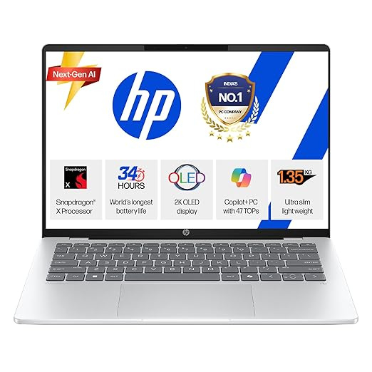 hp omnibook 5 oled (previously pavilion), qc snapdragon x (16gb lpddr5x, 1tb ssd) 2k, 14''/35.6cm, win11, m365 basic(1yr)* office24, silver, 1.35kg, he0015qu, ultra light weight, next gen ai laptop hp omnibook 5 oled (previously pavilion), qc snapdragon x (16gb lpddr5x, 1tb ssd) 2k, 14''/35.6cm, win11, m365 basic(1yr)* office24, silver, 1.35kg, he0015qu, ultra light weight, next gen ai laptop